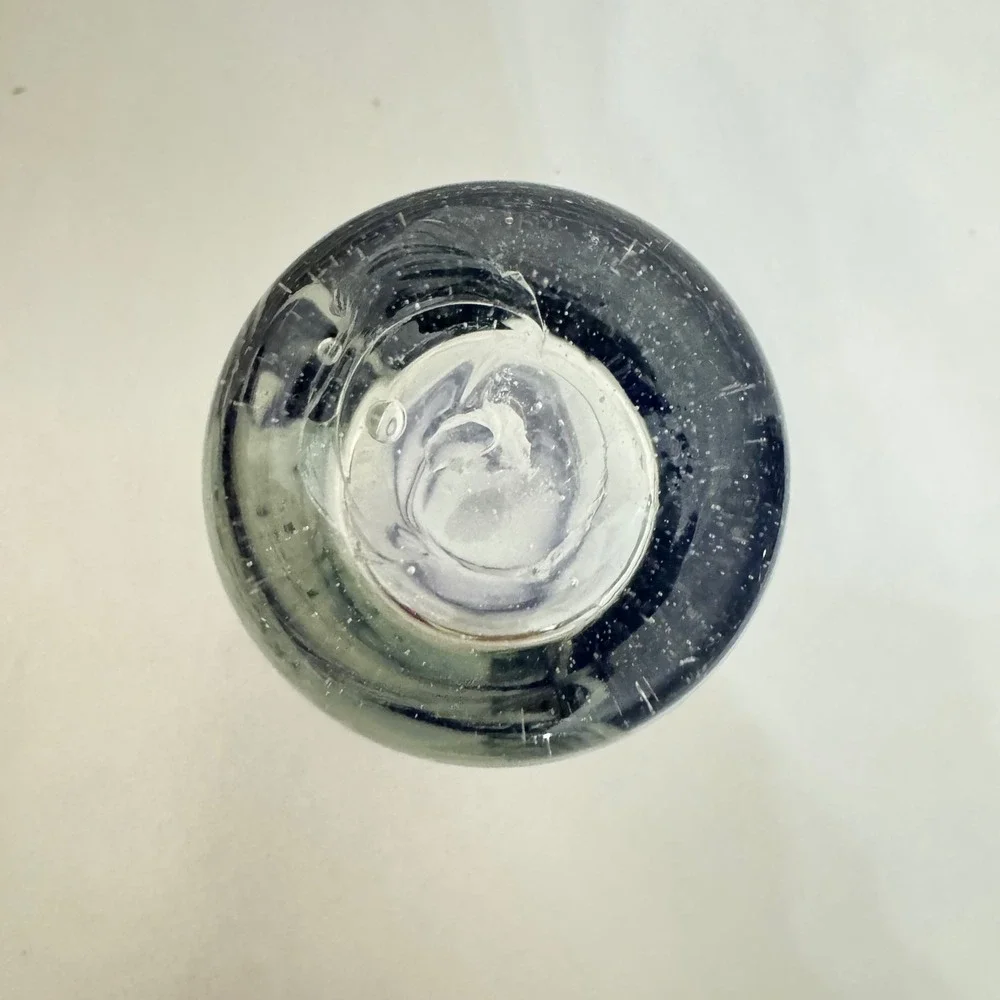 Tulum Mexico Hand Blown‎ Shot Glass Cobalt Blue Rim Etched Mayan Diosa Ixchel